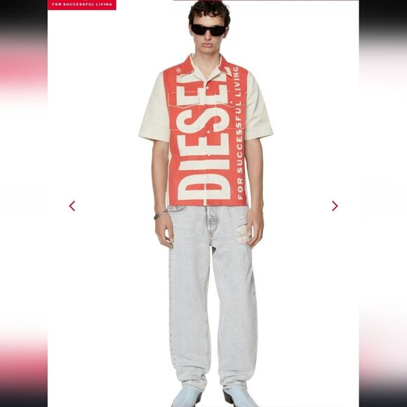 Diesel S-Mac-22 Bowling Shirt With Maxi Logo Print - Picture 12 of 12